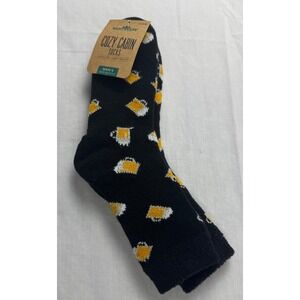 Northeast Outfitters Mens Cozy Cabin Socks Black Beer Mug Print Crew Size Large